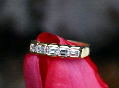 Vintage Italian Emerald Cut Diamond Ring - Unique Eternity Ring