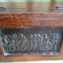 Vintage Wood Box, wood and Metal top Table Desktop Storage Box with key Image 8