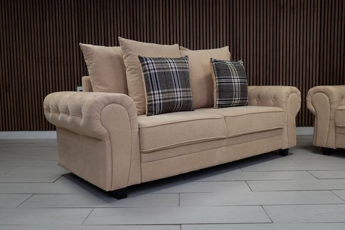 Verona Beige 3+2 or 3+1+1 Scatter Back Cushions Sofa Set