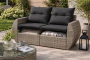 Garden Sofa 2 Seater With Storage Poly Rattan Patio Sofa With Cushions Outdoor Furniture