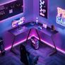 L Shaped Gaming Desk, 120/120 cm Corner Computer Desk for Gaming, Home, Office, Carbon Fibre Black Image 2