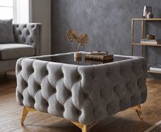 Coffee table with glass and metal legs