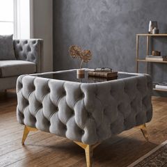 Coffee table with glass and metal legs