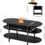 Coffee Table, Fluted Wood Center Table with Hidden Storage Image 3