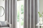 Goodwood Silver Thermal Insulated, Energy Saving, Blockout/Dimout Eyelet Pair of Curtains with Horizontal Wave Pattern 46 x 54 inch (FREE SHIPPING)