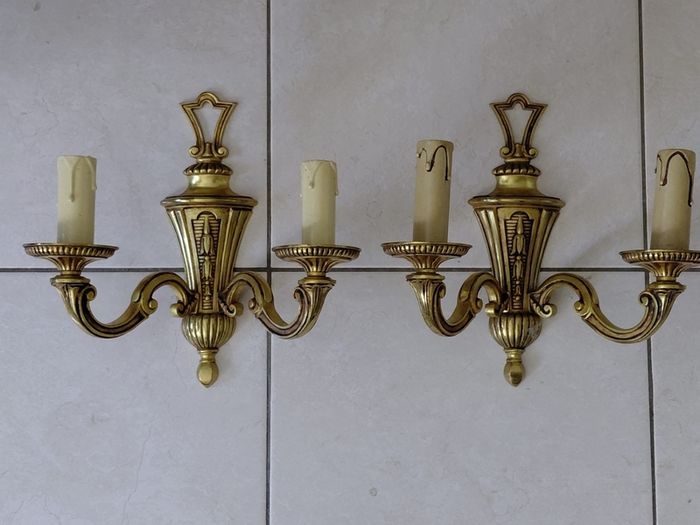 Antique French brass set of wall lights