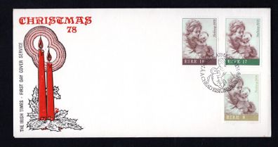 1978 Ireland Christmas : "The Virgin and Child" (Guercino) Commemorative Stamp Illustrated The Irish Times Addressed First Day Cover (FDC)