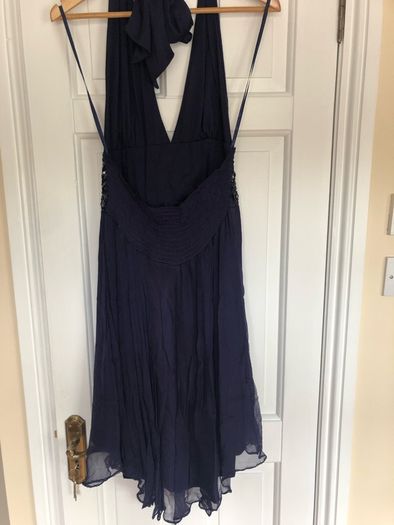 100% Silk Navy halter neck dress