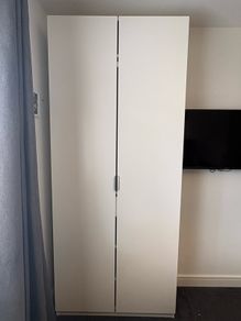IKEA PAX Shallow Wardrobe 100cm White with Doors & Interior Fittings