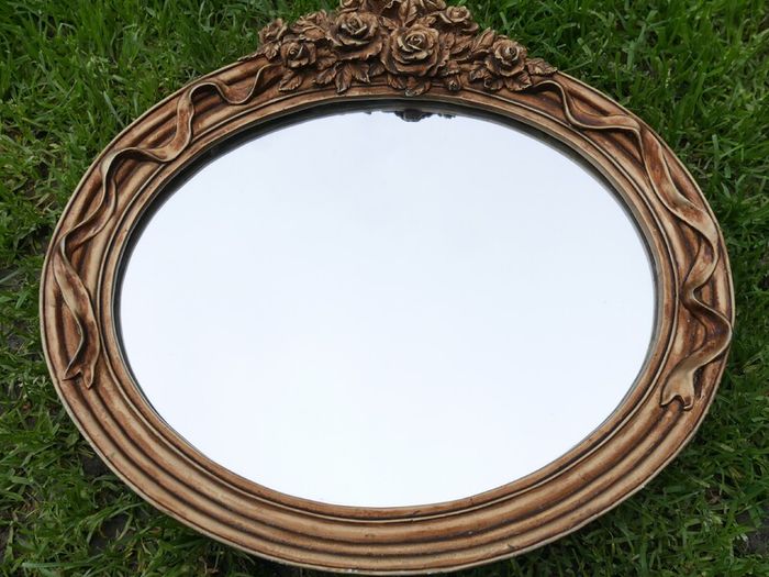 Vintage Oval  Ornate Beveled Wall Mirror