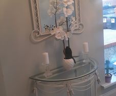 White Wrought console table and mirror set