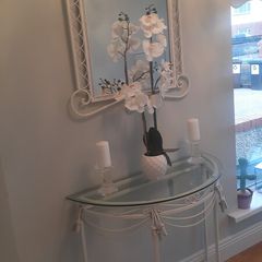 White Wrought console table and mirror set