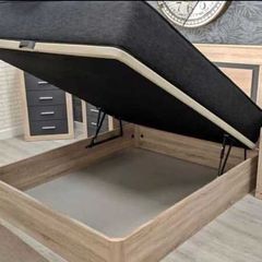 Oak Ottoman Storage Bed  Stylish Space, Double