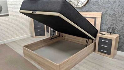 Oak Ottoman Storage Bed  Stylish Space, Double