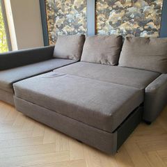 Used IKEA FRIHETEN Corner Sofa Bed with Under Seat Storage  Dark Grey