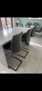 Set of 3 Grey Faux Leather Bar Stools