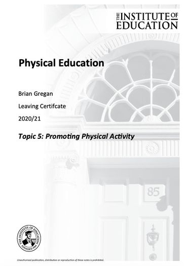Leaving Cert Physical Education Institute Notes