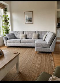 Grey Ez Living Corner Sofa/L shaped couch with matching footstool