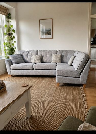 Grey Ez Living Corner Sofa/L shaped couch with matching footstool