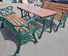 Cast iron Garden table and benches
