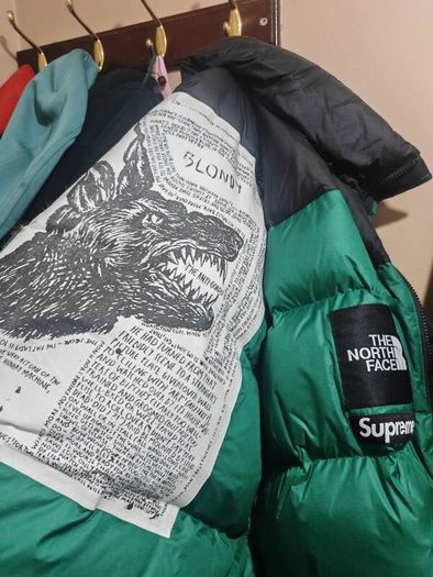 supreme x north face green nuptse