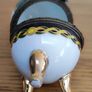 Vintage Porcelain Egg Hinged Trinket Box 3 Gold Legs Floral Image 5
