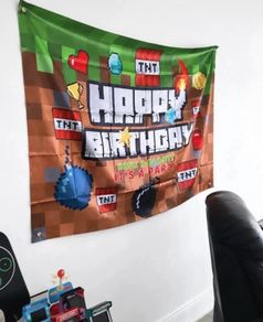 Pre Owned Gamer / Minecraft Style Birthday Party Decorations Bundle Set
