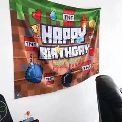 Pre Owned Gamer / Minecraft Style Birthday Party Decorations Bundle Set