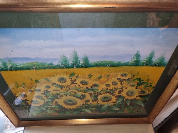 Large and Sunflower Oil Painting by C. R. Benoit