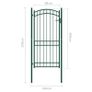 Fence Gate with Arched Top Steel 100x200 cm Green Image 5