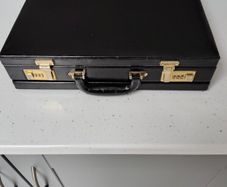 Vintage Black Leather Hard-Shell Attache Briefcase Executive Case