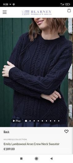 Aran knit 100% wool sweater