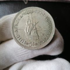 1952 South Africa Silver 5 Shillings Coin