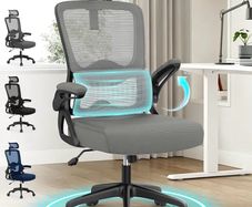 Ergonomic Desk Chair -Dual Backrest Design with 2D Lumbar Support & Adjustable Headrest. Swivel Computer Chair with Flip-up Padded Armrest, Thickened Seat for Home/Work/Gaming
