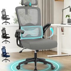 Ergonomic Desk Chair -Dual Backrest Design with 2D Lumbar Support & Adjustable Headrest. Swivel Computer Chair with Flip-up Padded Armrest, Thickened Seat for Home/Work/Gaming