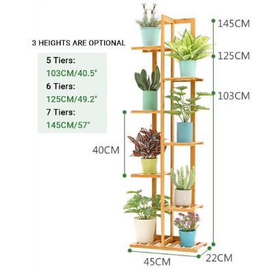 BRAND NEW 7 Layers Bamboo Flower Stand Pots Tray Plant Shelves