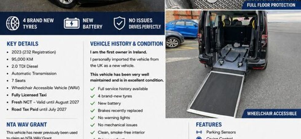(232) VW Caddy WAV  7 Seater  Fully License Taxi