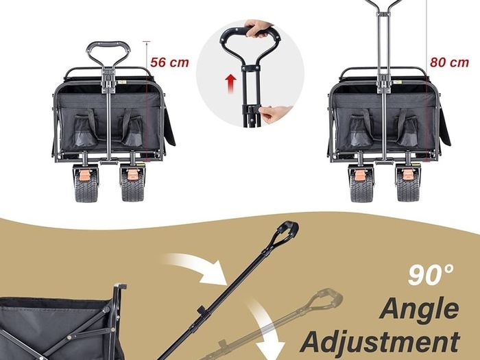 NEW SALE Folding Festival Trolley Cart With Brakes, Beach Trolley for Sand Cart With Adjustable Handle