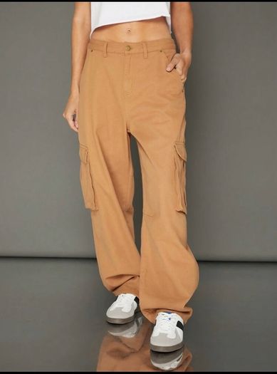 SHEIN WESTFADE Barrel-Leg Cargo Pants (Camel)