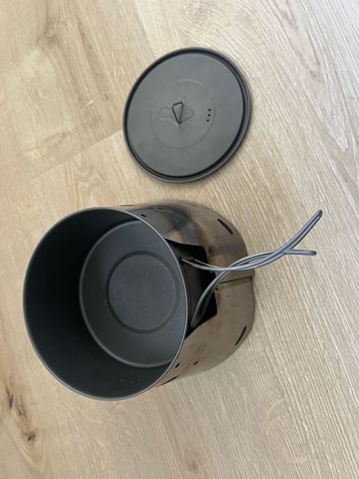 Camping pot and stove: Traildesigns SideWinder Ti-Tri pot stand, burner and 900ml pot