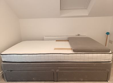 Single bed and mattress
