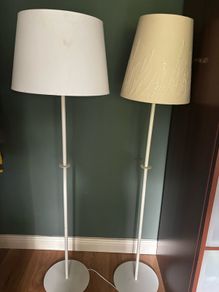 2 Matching ( exactly the same ) Tall Cream / Off White Tall Floor Standing Lamps - will sell individually
