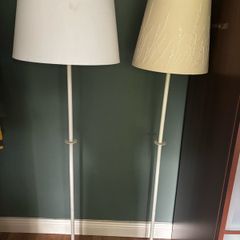 2 Matching ( exactly the same ) Tall Cream / Off White Tall Floor Standing Lamps - will sell individually