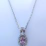 Vintage Sterling Silver 925 Cubic Zirconia And Pink Stone Cluster Necklet length 16,5" / 4,85g Image 2