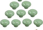 10Pcs Round Colorful Ceramic Cabinet Knobs Single Hole Pull Handle for Drawer,Cupboard,Dresser,Door Green (FREE POSTAGE)
