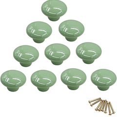 10Pcs Round Colorful Ceramic Cabinet Knobs Single Hole Pull Handle for Drawer,Cupboard,Dresser,Door Green (FREE POSTAGE)