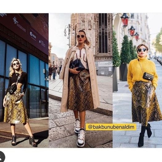 ZARA  shiny SNAKESKIN print skirt bloggers favourite