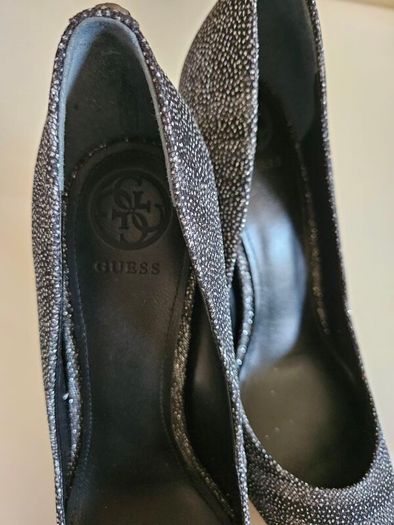 GUESS STILETTOS MULTI high heel sparkly silver shoes RRP 145e UK 6 new & boxed bank holiday sale