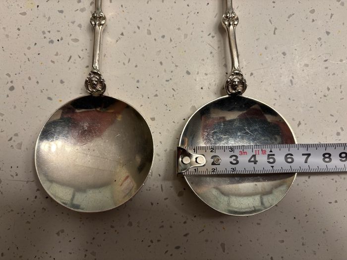Pair 1897 London solid silver presentation spoons