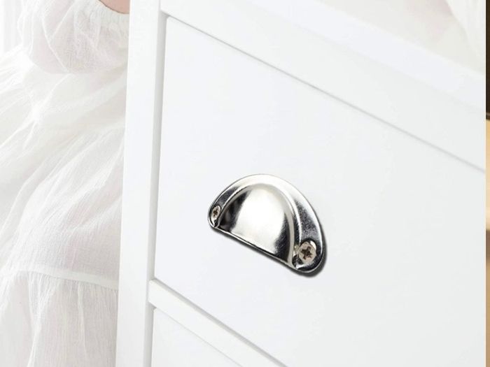 24 Pieces Retro Metal Kitchen Drawer Cabinet Door Handle with 48 Pieces Screws Furniture Knobs Shell Cup Semicircle Pull Knob Handle for Cupboard, Door, Drawer Silver (FREE POSTAGE)
